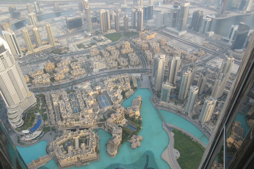 View of Dubai from the 124th floor of the Burj Khalifa