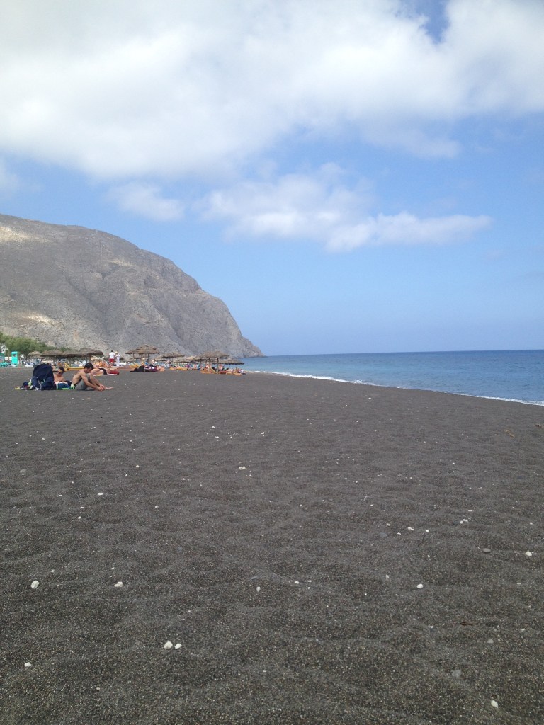 Black sand beaches on Santorini 