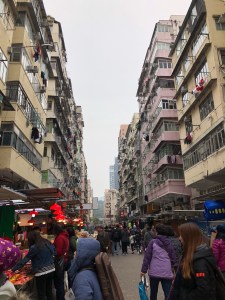 Market stalls in Mong Kok neighbourhood